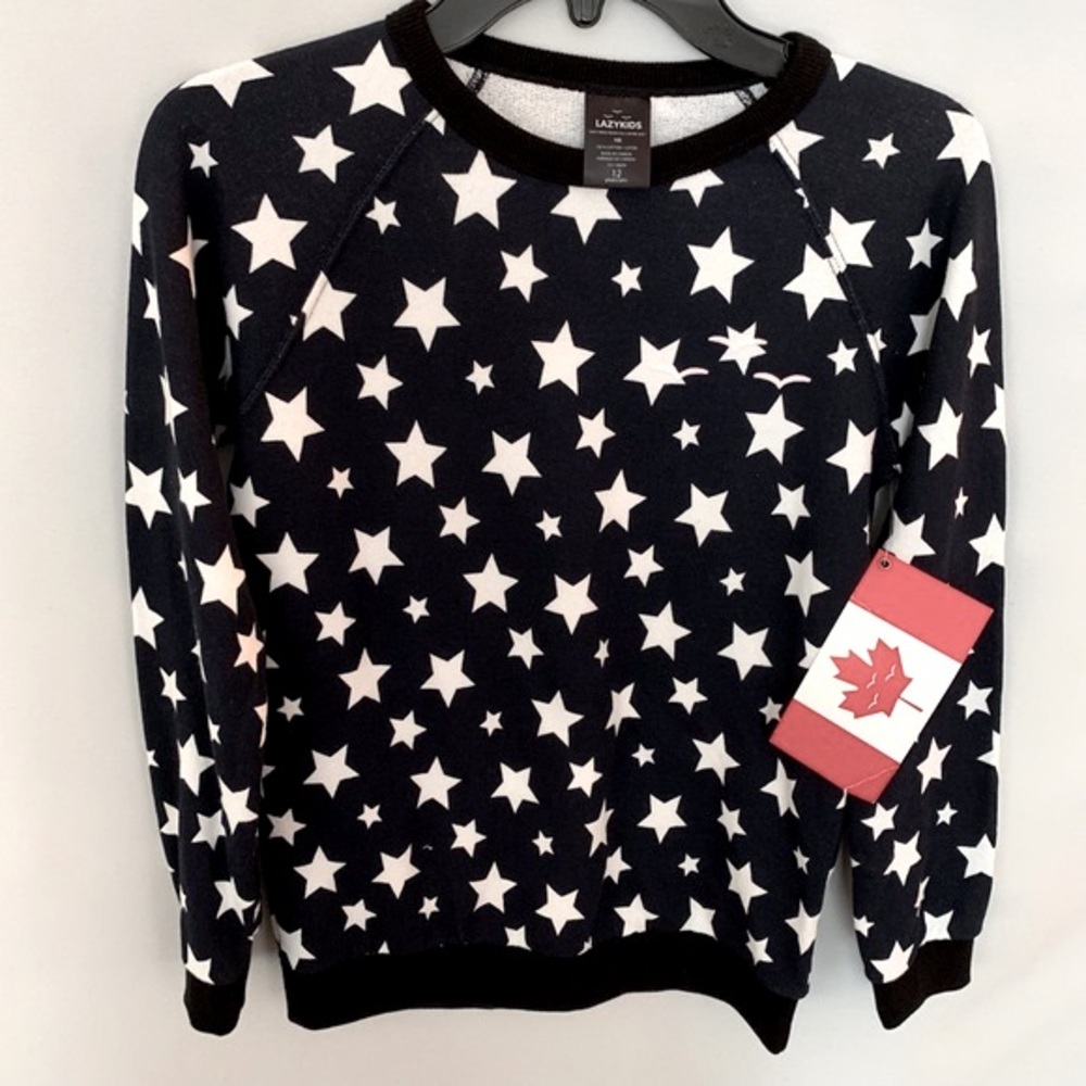 LazyKids Sweatshirt Navy Blue White Pattern Sz 12 NWT